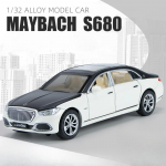 1/32 Lydinio Liejimo Benz Maybach S680 Automobilio Modelis Mastelio Žaislas Didelės Simuliacijos Transporto Priemonės Durys Gali Atsidaryti Atgal Traukiamas Kolekciniai Dekoratyviniai Žaislai balta