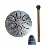 Plieninis liežuvio būgnas 3 coliai 6 natos lauko sode lietaus varpelis mini čakra būgnas mažas eterinis būgnas su plaktuku Zen jogai sidabras