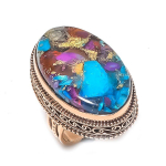 Natural Spiny Oyster Gemstone Handmade Copper Jewelry Ring Size 6.5 r5f41