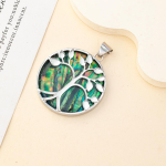 1 vnt., Unikalus natūralaus kriauklės pakabukas, Bohemi&scaron;ko stiliaus apvalus kriauklės pakabukas su Gyvybės medžio pakabukais papuo&scaron;alų gamybai, PASIDARYK pats, Kalėdų, gimtadienio dovana, rankdarbiai 33x37mm 1Pc/33&times;37mm