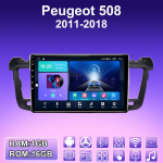 2 DIN Android automobilinis radijas, skirtas Peugeot 508 2011-2018 Multimedijos grotuvo galvos blokas Stereo GPS navigacija WIFI 1+16GB 1+16GB