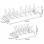 Didelės apimties keptuvės laikiklis Reguliuojamas puodo dangtis laikymo lentyna Virtuvės reikmenų organizatorius puodo dangtis pjaustymo lentos laikiklis keptuvės lentyna balta