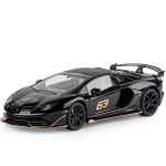 Didelis dydis 1/18 Lamborghini Aventadors SVJ 63 lydinio sportinio automobilio modelis metalinis liejinukas žaislas lenktyninio automobilio modelis su simuliuojamu garsu ir &scaron;viesa vaikams dovana juoda