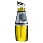 Wiwilys Auk&scaron;čiausios kokybės stiklinis aliejaus ir acto dozatorius, matuojantis aliejaus pilstytuvas virtuvei, skaidraus stiklo aliejaus butelis su skale 250ML One Size juoda