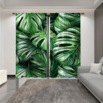2 vnt. skandinavi&scaron;ko stiliaus žalių augalų lapų užuolaidos - &scaron;viesą praleidžiančios langų dekoracijos virtuvei, svetainei, biurui ir miegamojo dekorui W110 X H214(CM)X2&Hook