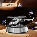 2024 Automobilinis saulės energija besisukantis sraigtasparnis Saulės energija aromaterapinis automobilio oro gaiviklis Lydinys+ABS Medinis aromaterapinis automobilio salono dekoravimas sidabras