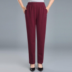 Vidutinio amžiaus moteri&scaron;kos kelnės Laisvos laisvos elastinės juosmens motininės kelnės Didelio dydžio &scaron;iltos moteri&scaron;kos pavasario rudens kelnės Pantalon Femme XXXXL raudona