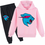 Mados &bdquo;Mr Beast Lighting Cat&ldquo; vaiki&scaron;kų berniukų megztinių, medvilninių megztinių ir kelnių rinkiniai 140 rožinė