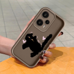 Mink&scaron;tas silikoninis kvadratinių kopėčių spausdinimo ra&scaron;tų telefono korpusas, pilnas dangtis, fotoaparatas, atsparus smūgiams, guminis dėklas, skirtas Xiaomi Redmi Redmi Note 11 Pro 5G ruda