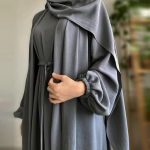 Abaya rinkinys susirauk&scaron;lėjęs audinys atviras Abaya vidinė ilga suknelė islamo drabužiai musulmonų moteri&scaron;kų suknelių rinkinys turki&scaron;kas kaftanas Ramadan Eid XL pilka
