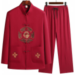 Kinų tradiciniai Tang drabužiai Kung Fu kostiumas Mada Laisvalaikio siuvinėjimo mar&scaron;kinėliai Kelnės Wing Chun Tai Chi Patogus vyri&scaron;kas rinkinys 3XL