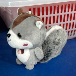 Mini voverės pliu&scaron;inis žaislas dekoracijos didelė uodega voverės papuo&scaron;alas raktų pakabukas pilka spalva