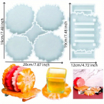 1 gabalas, 4 viename forma, padėkliuko forma, kri&scaron;tolinė epoksidinė padėkliuko forma, onikso kristalų urvo dervos forma, biuro namų apdaila, rinkinys Pack of 2 balta