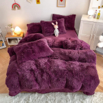 Mink 4 dalių lovos komplektas žiemai sutir&scaron;tintas pliu&scaron;inis Mink Velvet Crystal Velvet Love pagalvė Standard vyno raudonos spalvos