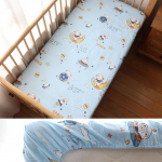 Kūdikių lovelės paklodė naujagimiui Mink&scaron;ta medvilninė lovytės čiužinio užvalkalas su guma 130x70cm