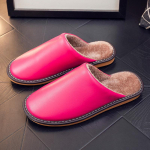 Neslystančios vandeniui atsparios žieminės odinės &scaron;lepetės poroms &ndash; &scaron;ilta pliu&scaron;inė kambarinė avalynė 25 (usually 36-37)