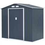 Metalinis sodo namelis 2,71 m&sup2; - 213 x 127 x 195 cm - PLUTON - Tvirtinimo komplektas įtrauktas, 2 stumdomos durys - Pilka