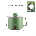 Daugiafunkcinis virimo aparatas Nelipni keptuvė elektrinė ryžių viryklė nerūdijančio plieno puodas Buitinis bendrabutis kar&scaron;tas puodas 1&ndash;2 žmonėms S-Stainless steel žalia
