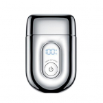 Mini elektrinis skustuvas LED ekranas USB įkraunamas vandeniui atsparus 3 galvučių ne&scaron;iojamas kelioninis skutimosi skustuvas vyrams barzdos kirpiklis plaukų &scaron;alinimo įrankis sidabras