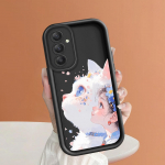 Mink&scaron;tas silikoninis kvadratinių kopėčių spausdinimo ra&scaron;tų telefono korpusas, pilnas dangtis, fotoaparatas, atsparus smūgiams, guminis dėklas, skirtas Samsung Samsung A26 5G balta