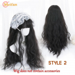 Sintetinis ilgas ombre spalvingas Cosplay perukas Lolita Harajuku su kirpčiukais Natūralūs banguoti Helovino rožiniai purpuriniai mėlyni kasdieniai perukai 4