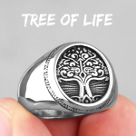 Gyvybės medis skandinavų vikingų mitologijoje nerūdijančio plieno vyri&scaron;ki žiedai vyrams vaikinui papuo&scaron;alai kūrybi&scaron;kumo dovana 7