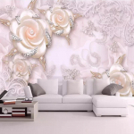 3D Rožinių Gėlių Tapetai Papuo&scaron;alai Perlas Sieninis Freska Svetainė Miegamasis TV Fonas Sienų Popieriai Namų Dekoravimas 200 cm(W) x 140 cm(H)