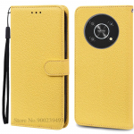 Dėklas Honor Magic 4 Lite 5G, piniginė, odinis atverčiamas dėklas Huawei Honor Magic4 Lite, vir&scaron;elis Magic 4Lite Light 5G, knygutės tipo dėklas Magic 4 Lite 5G geltona