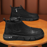Vyri&scaron;ki odiniai batai Motociklo stilius Platforminiai batai Madingi vyri&scaron;ki auk&scaron;takulniai Ankle Boots Pavasario Naujiena Vandeniui atsparūs Neslystantys Laisvalaikio batai 44 juoda