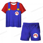 2025 MINISO vaiki&scaron;kų drabužių komplektai Cosplay Super Mario mar&scaron;kinėliai &scaron;ortai 2 dalių kostiumai vaikams berniukams mergaitėms vir&scaron;utiniai mar&scaron;kinėliai Mario Bros mar&scaron;kinėliai kelnių kostiumas 130