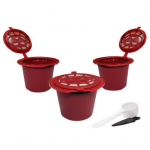 Pildomos espreso kavos kapsulės Kavos filtrai Nei&scaron;siliejantys Daugkartinio naudojimo espreso kapsulės su &scaron;auk&scaron;teliu ir &scaron;epetėliu Kavos kapsulių pildymo įrankis 3pcs ruda