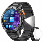 2025 Naujas Android ios Naujas AMOLED I&scaron;manusis Laikrodis Vyrams su Žibintuvėliu Sportinis Vandeniui atsparus Fitneso Apyrankė Bluetooth Skambinimas I&scaron;manusis Laikrodis Vyras+Dėžutė steel belt juoda