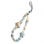 Karoliukais puo&scaron;tas fotoaparato rie&scaron;o dirželis, dirbtinis perlas, kalnų kri&scaron;tolas, telefono apyrankė, skaitmeninio fotoaparato pakabukas, virvelė, raktų pakabuko grandinėlė telefonui mėlyna