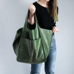 Vintažinis mink&scaron;tas PU odinis krep&scaron;ys moterims Naujas didelės talpos pečių krep&scaron;ys Prabangios rankenos Krep&scaron;iai Sujungimas Hobo Bags Piniginė 28*28*40cm žalia