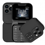 I16 Pro Dvi SIM kortelės Ne i&scaron;manusis Sulankstomas Atlenkiamas Mygtukinis Telefonas MP3 Maginis Balsas Žibintuvėlis Greitasis Rinkimas Senjorų Atlenkiamas Mobilusis Telefonas juoda