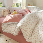 A klasės dvigubo sluoksnio marlės patalynės komplektas: Burbulinis antklodės užvalkalas i&scaron; plautos medvilnės studentų bendrabučiams, 3 arba 4 vienetai. Single Comforter Cover 180*220cm