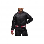 Jordan Spalvų Blokų Siuvinėtas Logotipas Beisbolo Apykaklė Laisvalaikio Striukė Moteri&scaron;kos Striukės Juoda FB5154-010 L