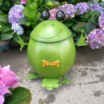 1 Nerūdijantis ketaus varlės &scaron;iuk&scaron;liadėžė, Lauko sodo veja Dekoratyvinis konteineris, Atsparus lietui Foto rekvizitas kiemui ir Airbnb dekoravimui Green Frog Trash Can (No Pattern)