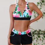 Moteri&scaron;kas bikinis Seksualus maudymosi kostiumėlis auk&scaron;tu juosmeniu Paplūdimio maudymosi kostiumėlis Moteri&scaron;kas vasaros maudymosi kostiumėlis 5XL rožinė raudona spalva
