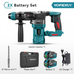 YOFIDRA 26MM be&scaron;epetėlinis elektrinis perforatorius smūginis gręžtuvas daugiafunkcis belaidis atsuktuvas sukamasis įrankis Makita 18V baterijai 2 Battery-EU Plug