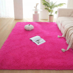 Tankus Pliu&scaron;inis Kilimas Svetainei Pūkuotas &Scaron;iltas Aksominis Kilimas Miegamajam Vienspalvis Grindų Kilimėlis Neslystantis Plaunamas 100x160cm rožinė