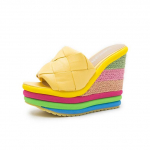 Espadrilės plei&scaron;tukai &scaron;lepetės basutės moterims 13cm auk&scaron;ti kulniukai pintos vaivoryk&scaron;tės storas padas vasariniai batai Sandalias moteri&scaron;kos &scaron;lepetės &scaron;lepetės per pir&scaron;tą 38
