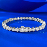 Hui Zhi Yi S925 Sidabro Prabangus Medaus Korių Deimantinis Apyrankė 17 CM