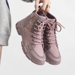 Nauji stambūs moteri&scaron;ki batai PU odos storu padu suvarstomi koviniai batai moteri&scaron;ki rudeniniai žieminiai platforminiai batai Botas de Mujer 40 violetinė