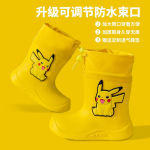 Pikachu Vaikams Rain Boots Berniukams Kūdikiams Neslystantys Su Fleece Pamu&scaron;alu &Scaron;ilti Rain Boots Mergaitėms Mažiems Vaikams Lengvi Vandeniui Atsparūs Batai 22-23Code/Inner Length16C