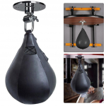 Bokso treniruočių greičio kamuolys, tvirtas PU odos pakabinamas besisukantis smūgio kamuolys speedball boksui, MMA, Muay Thai, fitneso treniruotėms juoda