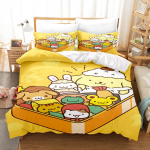 Pompompurin Sanrio 3 dalių 1 antklodės užvalkalas Vienas miegamojo patalynės komplektas Comforte Luxus I&scaron;skirtinė gimtadienio dovana 100% poliesteris Namų dekoras EU Single(135*200cm)3pcs