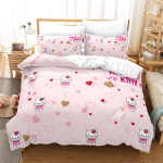 Sanrio Hello Kitty antklodės užvalkalas Anime Pilnas Rožinis Animacinis Dvigulės lovos užvalkalas Odai draugi&scaron;kas Kvėpuojantis Mielas spausdintas antklodė Patalynė EU Double(200*200cm)3pcs