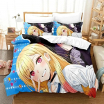 3D spausdintas My Dress Up Darling patalynės komplektas Anime Kitagawa Marin antklodės užvalkalas Dvigulis Viengulis Pilnas Karalienės Karali&scaron;kas Suaugusiems Vaikams Antklodės užvalkalas EU Single(135*200cm)3pcs