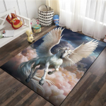 3D Animacinis Ra&scaron;tas Vienaragis Kilimas Didelis Žaidimų Kilimas Svetainei Vaikų Miegamajam Sofai Virtuvei Dekoruoti Vaikams Neslystantis Grindų Kilimėlis 100cm x 120cm